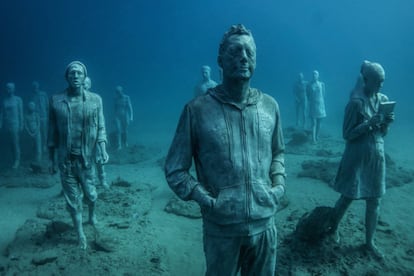 Some of the underwater sculptures created by Jason deCaires Taylor.