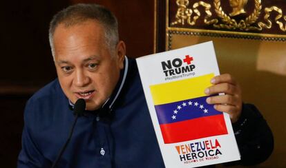 El dirigente chavista Diosdado Cabello en una sesión legislativa, en Caracas.
