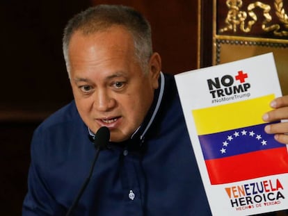 El dirigente chavista Diosdado Cabello en una sesión legislativa, en Caracas. 