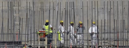 Trabajadores en las obres de ampliaci&oacute;n del Canal de Panam&aacute;, en enero de este a&ntilde;o.