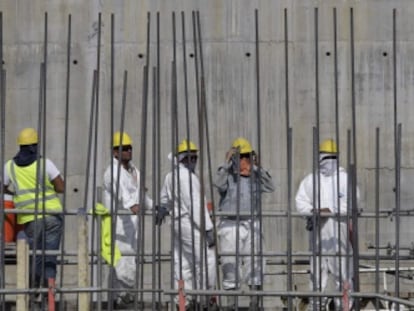 Trabajadores en las obres de ampliaci&oacute;n del Canal de Panam&aacute;, en enero de este a&ntilde;o.