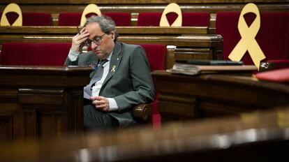 El presidente de la Generalitat, Quim Torra, en el Parlamento de Cataluña.