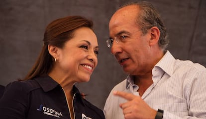 Vázquez Mota y Felipe Calderón en Amecameca el 13 de mayo.