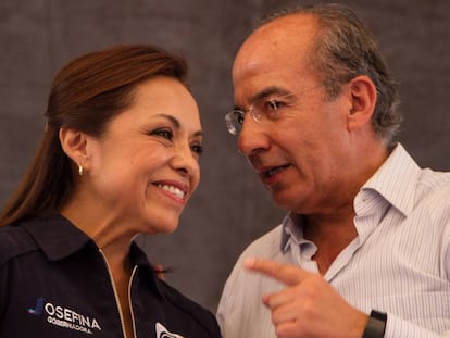 Vázquez Mota y Felipe Calderón en Amecameca el 13 de mayo.