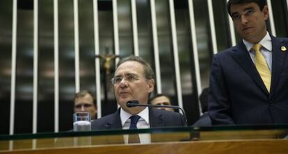 Renan na sess&atilde;o conjunta do Congresso.