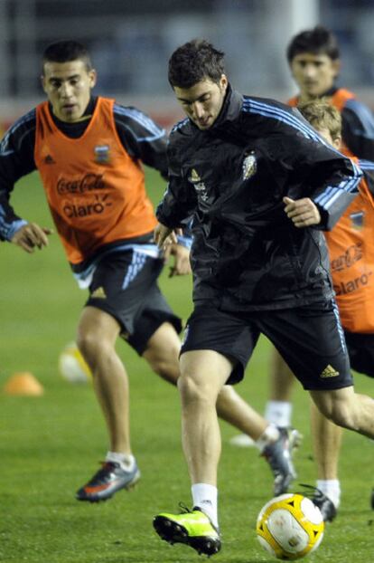 Higuaín, en la sesión preparatoria de ayer de los argentinos.