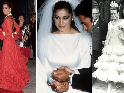 De izquierda a derecha, Naty Abascal en 1990, Isabel Pantoja en su boda con Paquirri en 1983 y Grace Kelly en 1966.