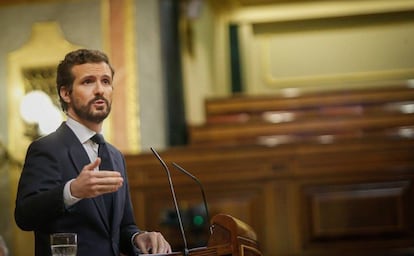 Pablo Casado interviene en el Pleno del Congreso esta semana.
