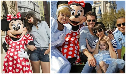 Minnie Mouse y Katie Holmes, en los estudios Disney de Hollywood en 2014. Años antes, en 2009, la actriz pasó el Día de San Valentín en Magic Kingdom con su entonces pareja, el actor Tom Cruise, su hija en común Suri y Conor, el hijo del intérprete con Nicole Kidman.