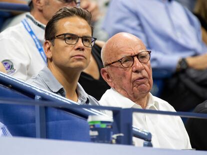 NEW YORK, NY - SEPTEMBER 05: Lachlan Murdoch and Rupert Murdoch at Day 10 of the US Open held at the USTA Tennis Center on September 5, 2018 in New York City. (Photo by Adrian Edwards/GC Images)