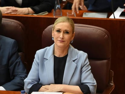 La presidenta de la Comunidad de Madrid, Cristina Cifuentes, durante el debate del proyecto de presupuestos regionales.