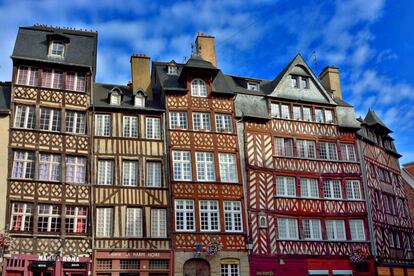 Casas en la ciudad francesa de Rennes.