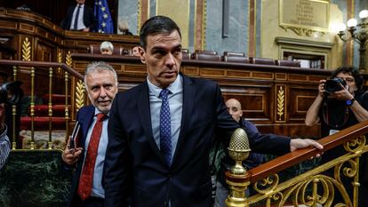 El presidente del Gobierno, Pedro Sánchez, este martes en el pleno del Congreso.