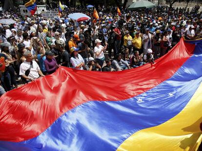 Manifestação da oposição venezuelan neste sábado.