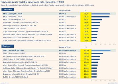 Los fondos de renta variable EE UU más rentables en 2020