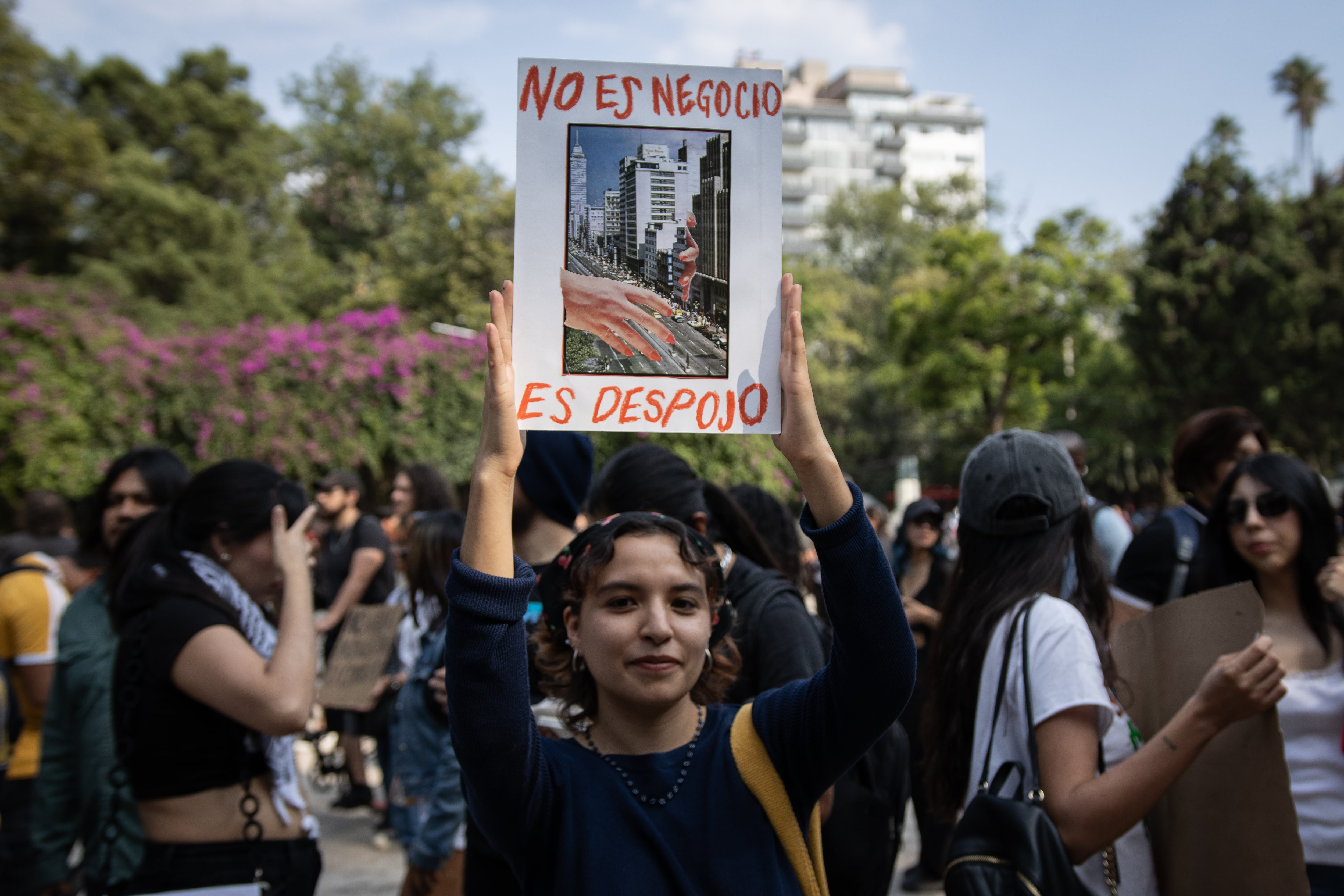 Protesta contra la gentrificación en Ciudad de México, el 4 de julio de 2025.