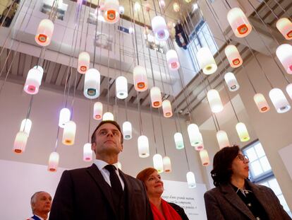 Emmanuel Macron, durante la inauguración de la Ciudad Internacional de la Lengua Francesa, este lunes Villers-Cotterets.