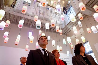 Emmanuel Macron, durante la inauguración de la Ciudad Internacional de la Lengua Francesa, este lunes Villers-Cotterets.