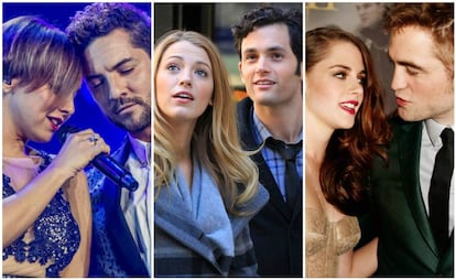 De izquierda a derecha: Chenoa y David Bisbal, Blake Lively y Penn Badgley y Kristen Stewart y Robert Pattinson.