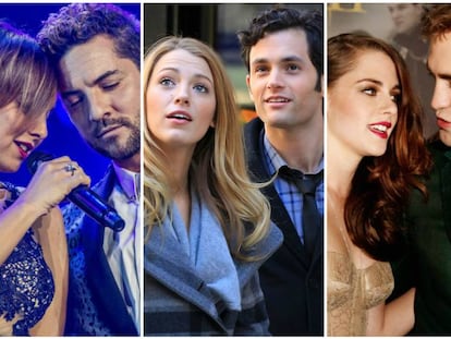 De izquierda a derecha: Chenoa y David Bisbal, Blake Lively y Penn Badgley y Kristen Stewart y Robert Pattinson.