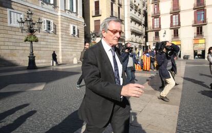 Xavier Trias, ayer en la plaza Sant Jaume.