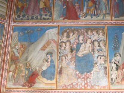 Parte central de las pinturas góticas de la capella de Sant Miquel de Pedralbes. 