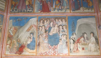 Parte central de las pinturas góticas de la capella de Sant Miquel de Pedralbes. 