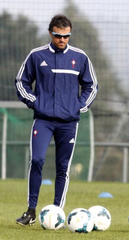 Luis Enrique, durante un entrenamiento del Celta