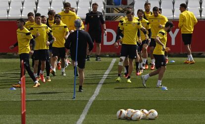 Entrenamiento del Sevilla previo al choque ante el Basilea.