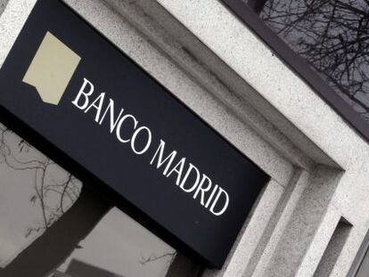 Fachada del Banco Madrid, filial del banco andorrano Banca Privada d&#039;Andorra (BPA). 