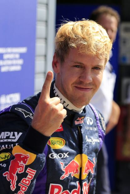 Vettel celebra su pole.