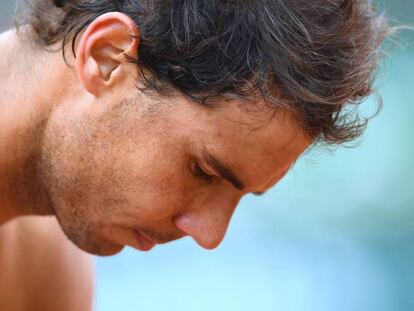 Nadal, durante el entrenamiento de este jueves en Par&iacute;s.