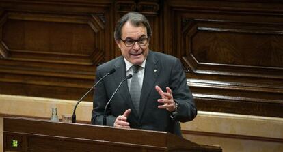 Artur Mas durante el segundo debate del pleno de investidura en el Parlament.