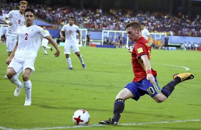 Sergio G&oacute;mez, con la selecci&oacute;n espa&ntilde;ola en Mundial sub17 de Indi. 