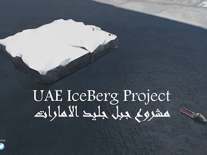 Recreaci&oacute;n del proyecto de National Advisor Bureau Limited para remolcar icebergs a Dub&aacute;i.