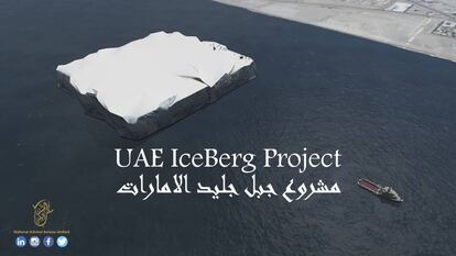 Recreación del proyecto de National Advisor Bureau Limited para remolcar icebergs a Dubái.