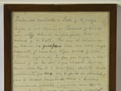 Imagen de la carta que aseguran los herederos de Companys que les pertenece y que está previsto que se subaste en Balclis.
