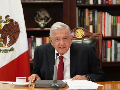 El presidente de México, Andrés Manuel López Obrador, durante su intervención en el Foro de las Principales Economías del Mundo.
