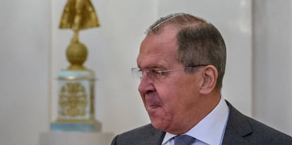 El ministro de Exteriores ruso, Sergei Lavrov, este jueves en Mosc&uacute;. 