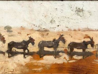 El óleo sobre madera 'Carro amb vuit mules de tir' (1889), de Ramon Casas, fruto de una de las excursiones que hizo con Rusiñol.