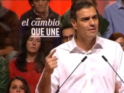 Pedro S&aacute;nchez, en el mitin de Almonte este martes.