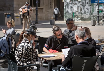 A sidewalk café in Valencia on March 23.