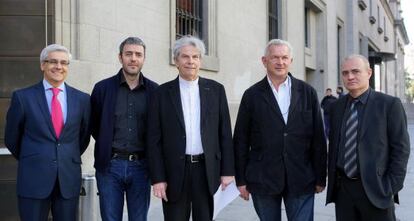 Por la izquierda, el director general del Real, Ignacio García Belenguer; Alexander Polzin, Hartmut Haenchen, Lukas Hemleb y el director artístico, Joan Matabosch.