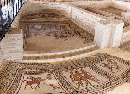 Mosaicos en la villa romana de Fuente Álamo, cerca de Puente Genil.