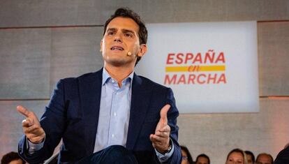 El líder de Ciudadanos, Albert Rivera, durante un acto de campaña en Málaga.