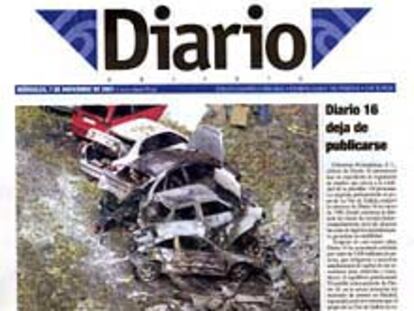 Imagen de la última portada de <i>Diario 16</i>.