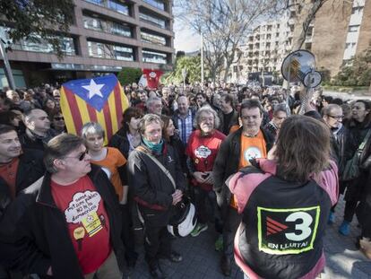 Protesta de trabajadores de TVC el 2014.