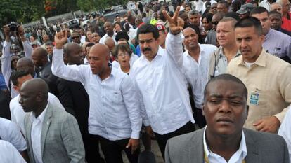 El presidente de Venezuela y su hom&oacute;logo haitiano, este martes.