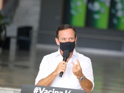 Governador de São Paulo, João Doria, durante entrevista coletiva no Palácio dos Bandeirantes.