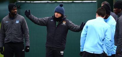 Mancini, ayer durante el entrenamiento del City.